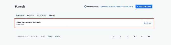 You will now see the funnel inside your Shared Funnels tab (1)