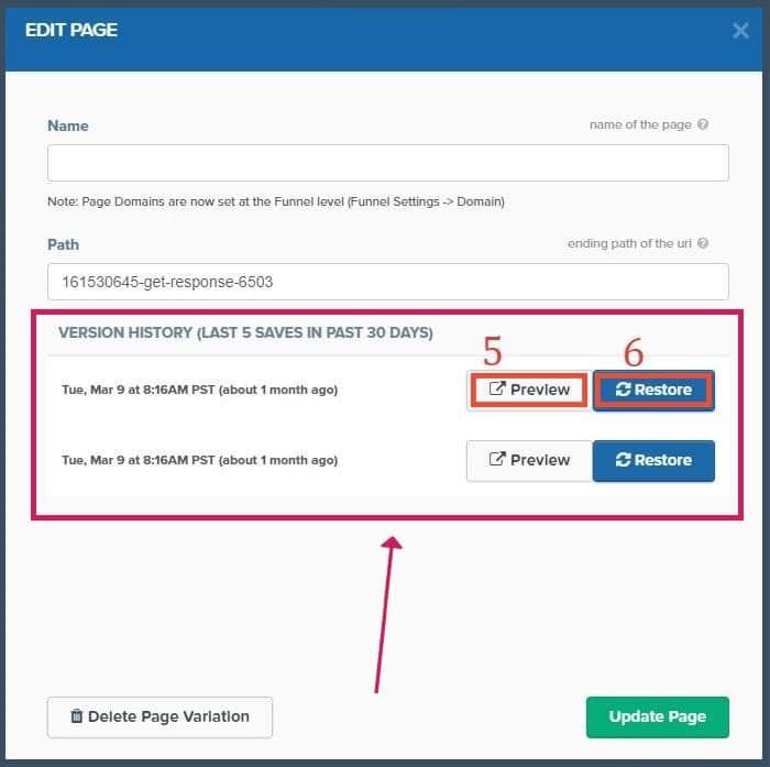 Can You Restore a Previously Saved Page on ClickFunnels