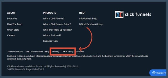 ClickFunnels Has an Accessible Privacy Policy