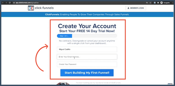Creating a ClickFunnels Account-1