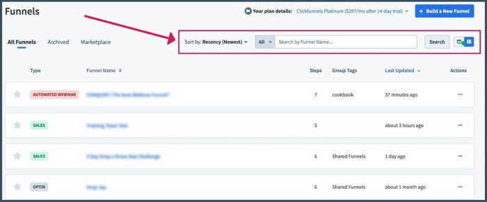 Locate the Funnel With the Deleted Funnel Steps