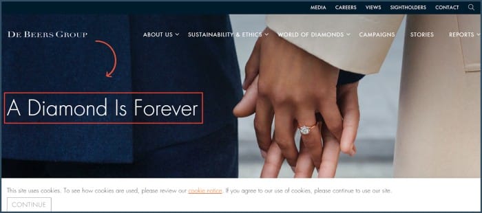 De Beers Group Timeless Tagline